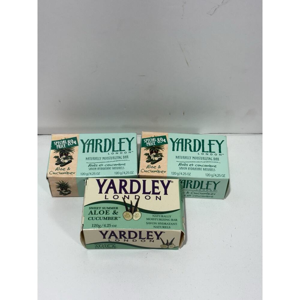 Lot‎ Of 3 Yardley Aloe & Cucumber Bar Soap 4.25oz Discontinued Bar Sweet Summer
